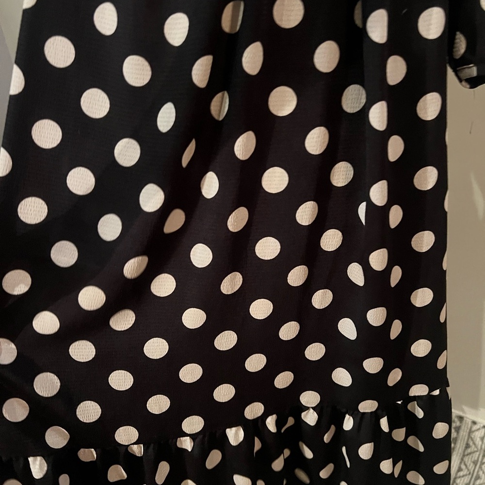 H&M Black Dress with White Polka Dots — Long Sleeve. Belt Not included - Picture 9 of 9